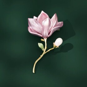 Brož ve tvaru magnólie se sladkovodní perlou Louise, Zlatá