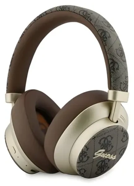 Guess PU 4G Gold Script Metal Logo hnědá / Sluchátka / Bezdrátová TWS / ENC potlačení hluku (57983130956)