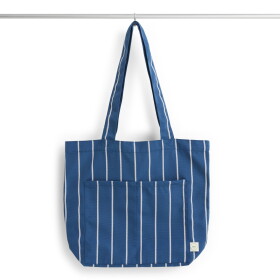 HAY Taška Tote Outdoor Market M Blue / Beige stripe, modrá barva, textil