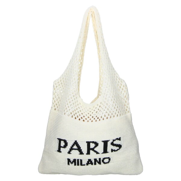 Stylová háčkovaná kabelka na rameno Paris, krémová