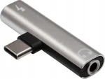 Akyga AK-AD-71 stříbrná / Audio adaptér / USB-C - Jack 3.5mm / s portem USB-C pro nabíjení (AK-AD-71)