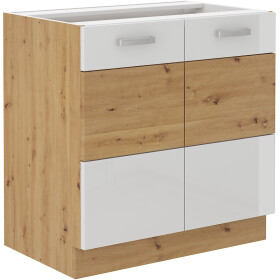 Spodní skříňka Artisan 80 D 2F BB Barva korpusu: Dub artisan, Barva dvířek: Bílý lesk