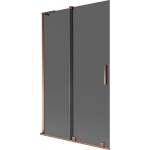 MEXEN/S - Velar L dvoukřídlá posuvná vanová zástěna 110 x 150, grafit, růžové zlato 896-110-003-41-60