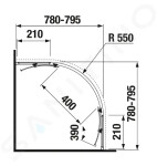 Nion Sprchový kout čtvrtkruhový, 800x800 mm, rádius 550 mm, Jika perla Glass, stříbrná/transparentní sklo H2532N10026681