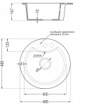 MEXEN/S - Diego granitový dřez 1-miska 488 x 480 mm, černý, černý sifon 6512481000-77-B