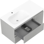 MEXEN/S - Orio koupelnová skříňka 90 cm s umyvadlem Vela levá, 2S, 1D, šedá mat/bílá mat 91A13-09047-3-BBFFF62-W23L01