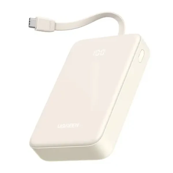 UGREEN PB505 Powerbanka 20000mAh bílá / vestavěný kabel USB-C / 22,5 W / port USB-A a USB-C (35340)