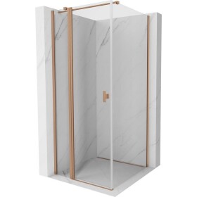 MEXEN/S - Mist T sprchový kout dveře křídlové 75 x 75, transparent, měď kartáčovaná 8A4T-075-075-65-00