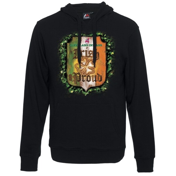 Majestic Pánská mikina Cleveland Indians MLB St. Patrick's Day Shamrock Hoodie Velikost: S