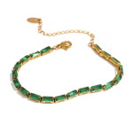 Náramek se zelenými zirkony Eugenia - tennis náramek, Zlatá 16 cm + 5 cm (prodloužení)