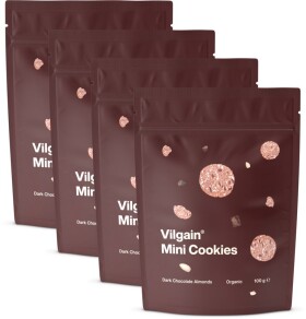Vilgain Mini Cookies BIO – 4× mandle s hořkou čokoládou 100 g