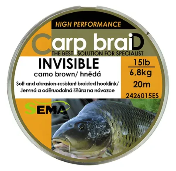 SEMA Šňůra Invisible / Pletená / 20 m / 15 lbs / 6,8 kg
