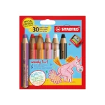 Víceúčelové pastelky STABILO woody 3 in 1, sada 6ks s ořezávátkem Unicorn