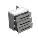 Koupelnová skříňka s černou úchytkou a umyvadlem SAT Cube Way 80x76,5x40 cm beton mat CUBE2C803BE CUBE2C803BE