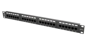 Lanberg 19" 24 portů černý / Patch panel / 1U / CAT.5E / UTP (PPU5-1024-B)