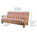 Bielastické potahy OCEANO NOVÉ cihlové trojkřeslo s dřevěnými rukojeťmi (š. 150 - 200 cm)