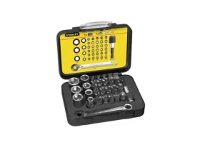 Stanley Sada bitů 1|4 s adaptérem a ráčnovým kíčem (39 ks) / Ploché | Philips | Pozidriv |TORX | Inbus / Délka bitů 25 (1-13-907)