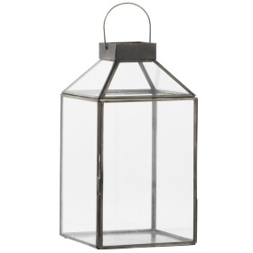 Ib Laursen Skleněná lucerna Norr Black 30,5 cm, černá barva, čirá barva, sklo
