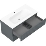 MEXEN/S - Rivel koupelnová skříňka 90 cm s umyvadlem Vela, 2 zásuvky, reliéf , grafit mat/bílá mat - 91A20-09047-2-BFF66-W23M0 91A20-09047-2-BFF66-W23M01