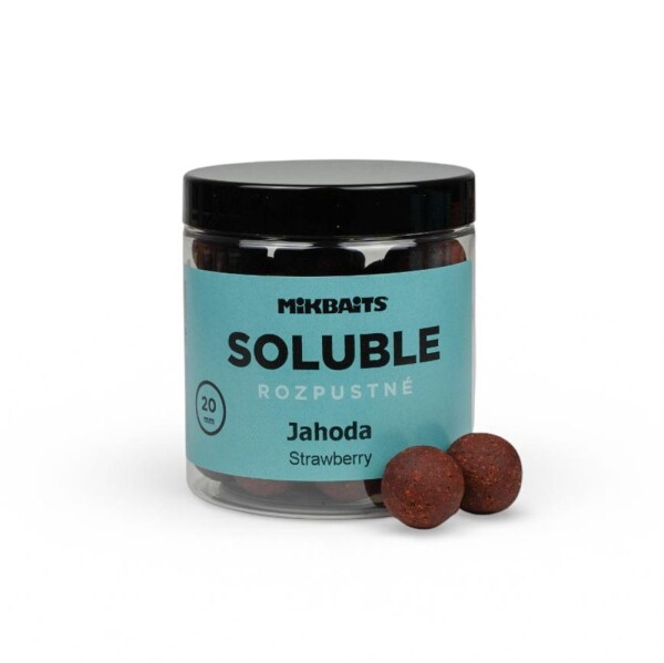 Mikbaits Rozpustné boilies Soluble Jahoda 250ml - 20mm,Mikbaits Rozpustné boilies Soluble Jahoda 250ml - 20mm