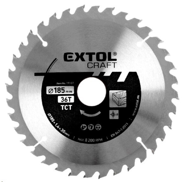 Kotouč pilový s SK 185 x 2,4 x 30 mm 36 zubů Extol Craft 19107