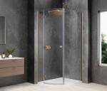 POLYSAN - GLOBE COPPER MATT čtvrtkruhový sprchový kout 800x900, čiré sklo, levé GB2890LPG