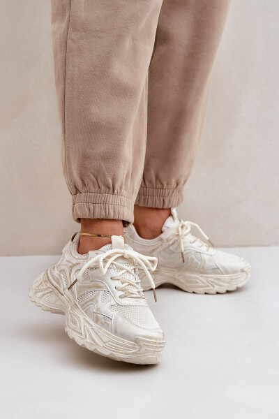 Dámské Tenisky S Odrbanými Na Platformě Béžové Seladwen 37