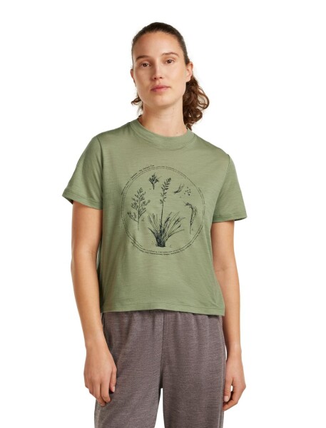 Dámské merino triko s krátkým rukávem ICEBREAKER Wmns 150 Tech Lite SS Crop T Seed Stor, Lichen velikost: M