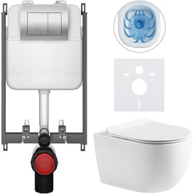 CERANO - Kompletní WC set Basic/Felci - bílá lesklá - WC tlačítko Maxio/Stříbrná - pro zazdění - 53x37 CER-8050BD86086