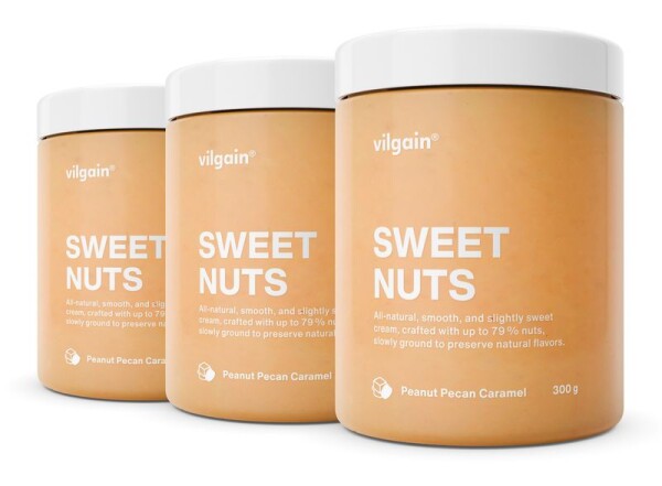 Vilgain Sweet Nuts – 3× arašídy a pekany s karamelem 300 g