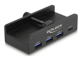 DeLock USB Hub 5 Gbps černá / USB hub / 3x USB-A + 1x USB-C / pojistný šroub (64284)