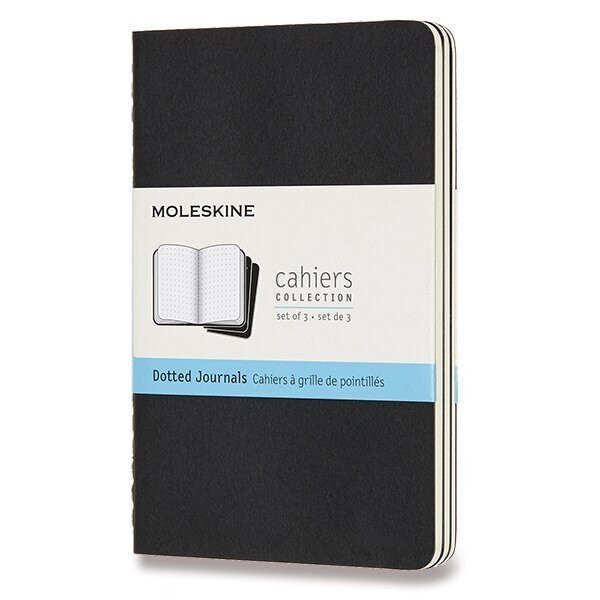 Sešity Moleskine Cahier, S, tečkované, 3 ks - černé