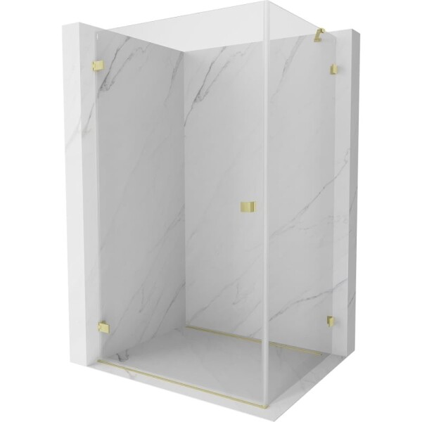MEXEN/S - Lunar-B sprchový kout dveře křídlové levá 90 x 80, transparent, zlato kartáčovaná 832-090-080-55-00-L