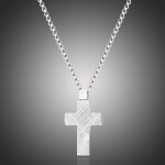 Pánský ocelový náhrdelník Efraim - chirurgická ocel, kříž, Stříbrná 65 cm