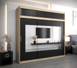 Šatní skříň Abi To s nástavcem Barva korpusu: Dub Sonoma, Rozměry: 150 cm, Dveře: Černá