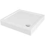 CERANO - Sprchová vanička čtvercová Brio - SMC/minerální kompozit - strukturovaná bílá - 100x100x4 + 2x čelní panel + nožičky CER-248563