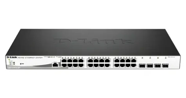 D-Link DGS-1210-28MP / 28-port Gigabit PoE Smart Switch / 24x PoE gigabit RJ45 / 4x SFP / PoE budget 370 W (DGS-1210-28MP/E)
