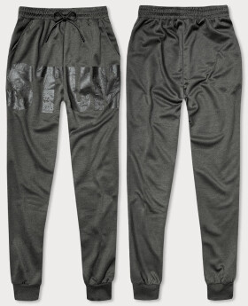 Tmavě šedé pánské teplákové kalhoty s potiskem (8K191) Barva: odcienie szarości, Velikost: XL