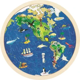 GOKI Oboustranné dřevěné puzzle Svět