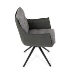Židle jídelní, šedá látka, 360° vratný mechanismus, černý kov