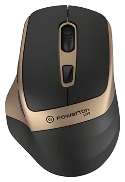 Powerton LIFE FLIXO černo-zlatá / Bezdrátová myš / optická / 1600 DPI / 6 tlačítek / 2,4 GHz (WPM10GL)