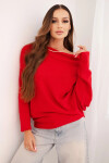 Dámský asymetrický batwing svetr viskózový červený UNI