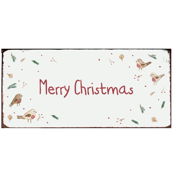 Ib Laursen Plechová cedule Merry Christmas, červená barva, kov