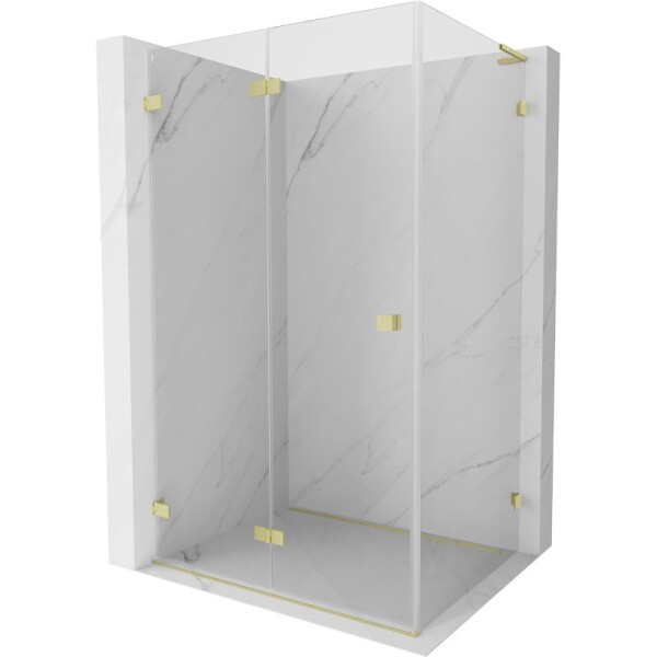 MEXEN/S - Lunar-F L sprchový kout skládací dveře levá 100 x 80, transparent, zlato kartáčovaná 836L-100-080-55-00-L