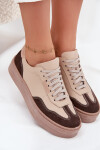 Kožené dámské tenisky na platformě Zazoo N1269S2 béžové 39