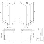 MEXEN/S - Lunar-F sprchový kout skládací dveře pravá 90 x 80, transparent, różowe złot 836-090-080-60-00-P