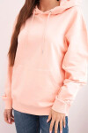 Dámská mikina s kapucí a klokankou z bavlny lososová S
