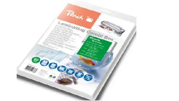 PEACH laminovací Combi Box 50, lam. fólie 10ks A4, 10ks A5, 15ks foto 10x 15cm, 5ks vizitka, 5x štítek, 80 micronů (PPC500-001)