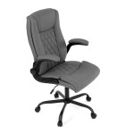 Křeslo kancelářské, šedá ekokůže, kovový kříž, kolečka na tvrdé podlahy