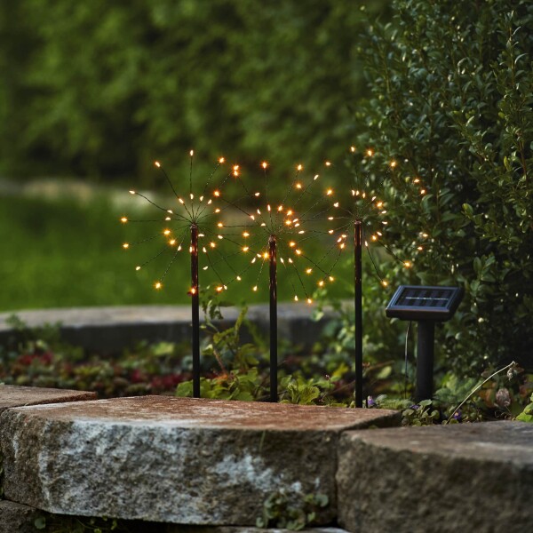 Star trading LED-Solarsticks Firework warmwhite 3 sticks black ca.100x40 cmeach - STAR TRADING Zahradní osvětlení na solární napájení Firework – set 3 ks, černá barva, plast